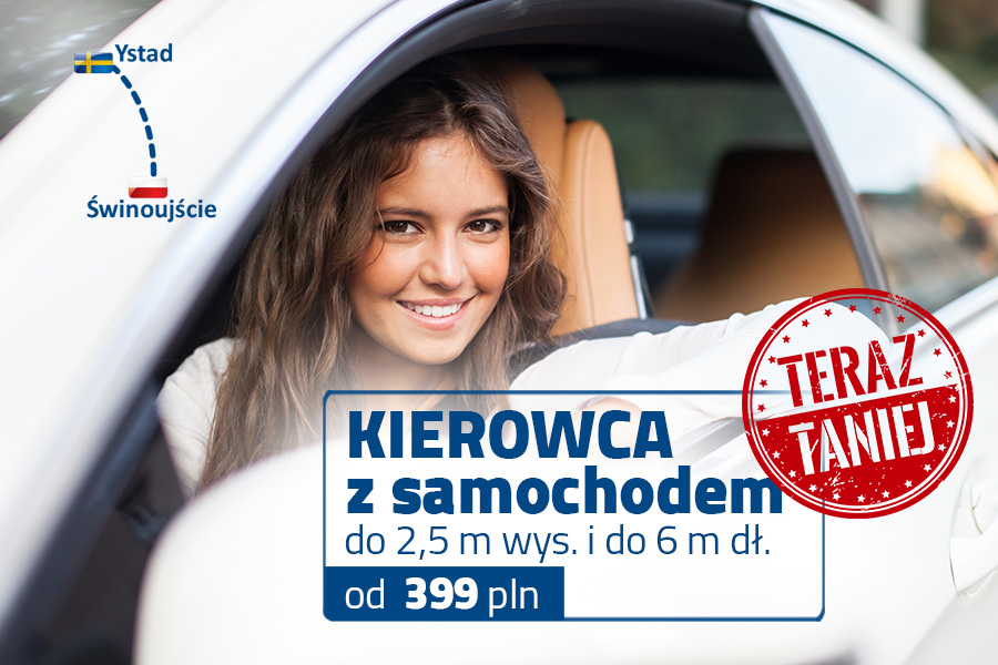 Kierowca z samochodem od 399 PLN | Świnoujście - Ystad